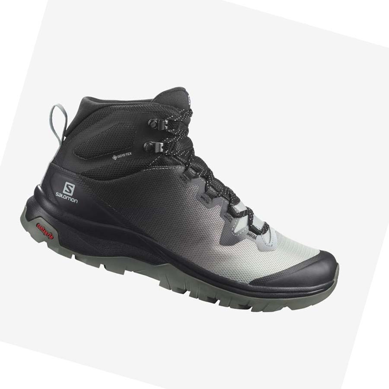 Salomon WoVAYA MID GORE-TEX Wanderschuhe Damen Schwarz Weiß | ORENSWY-27