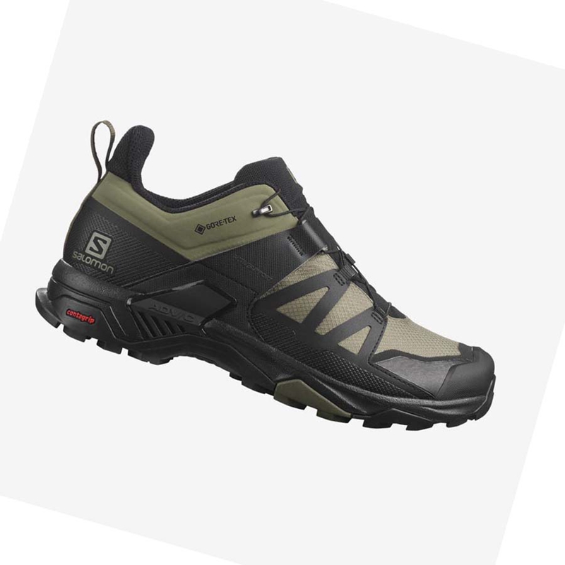 Salomon X ULTRA 4 WIDE GORE-TEX Wanderschuhe Herren Olivgrün Schwarz | YKTHBDN-93
